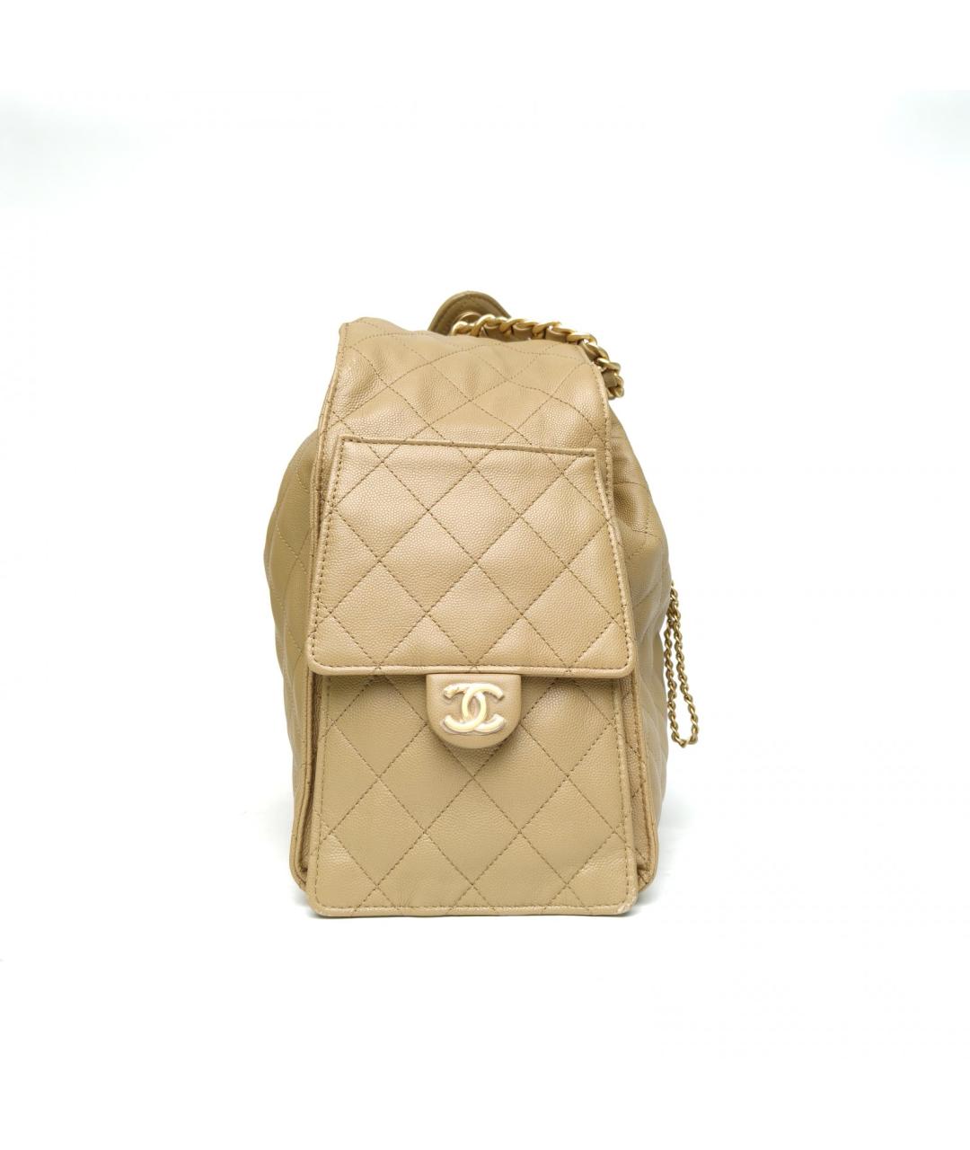 CHANEL Бежевая кожаная сумка через плечо, фото 3