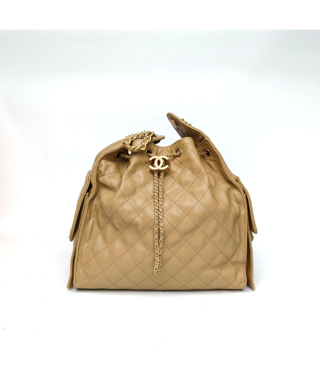 CHANEL Бежевая кожаная сумка через плечо, фото 2