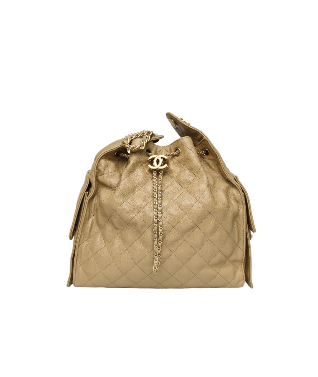 CHANEL Бежевая кожаная сумка через плечо, фото 10