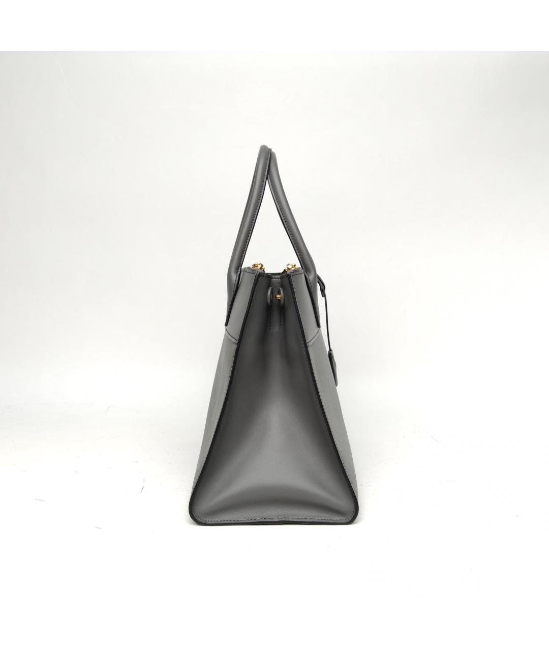 PRADA Серая кожаная сумка с короткими ручками, фото 5