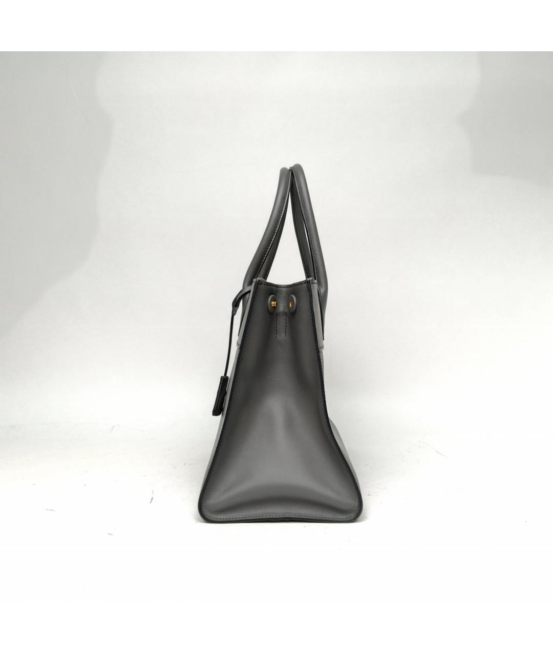 PRADA Серая кожаная сумка с короткими ручками, фото 3