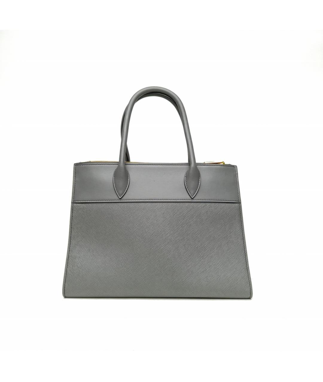 PRADA Серая кожаная сумка с короткими ручками, фото 4