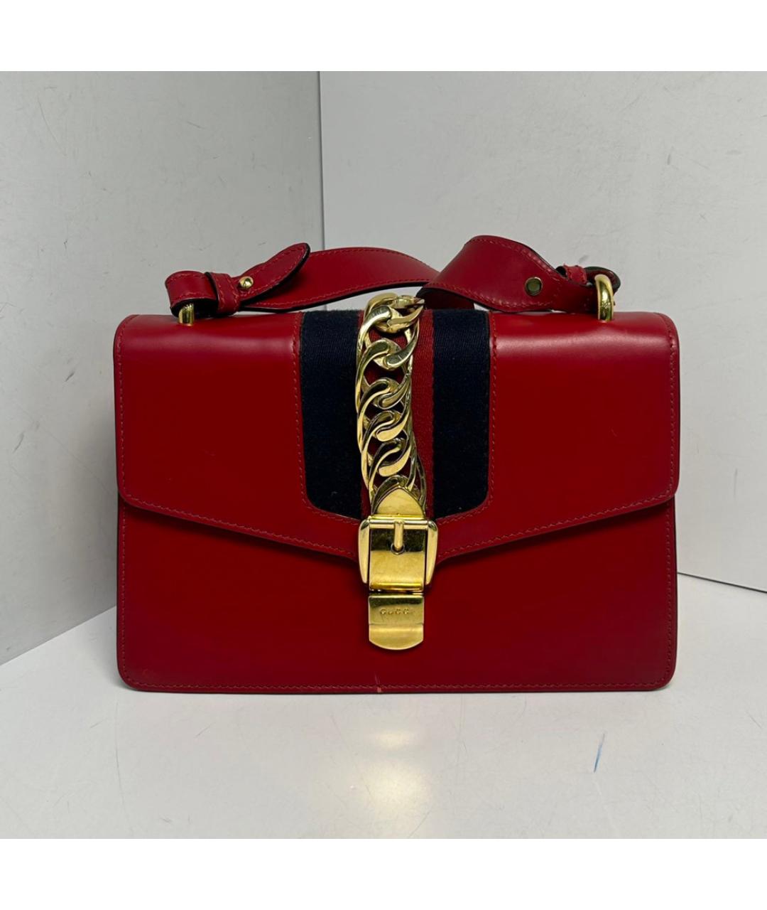 GUCCI Красная кожаная сумка через плечо, фото 9