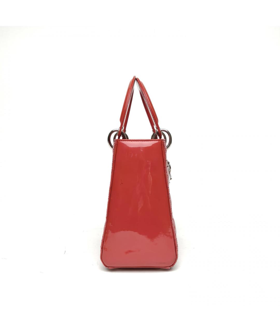 CHRISTIAN DIOR Красная сумка с короткими ручками из лакированной кожи, фото 5