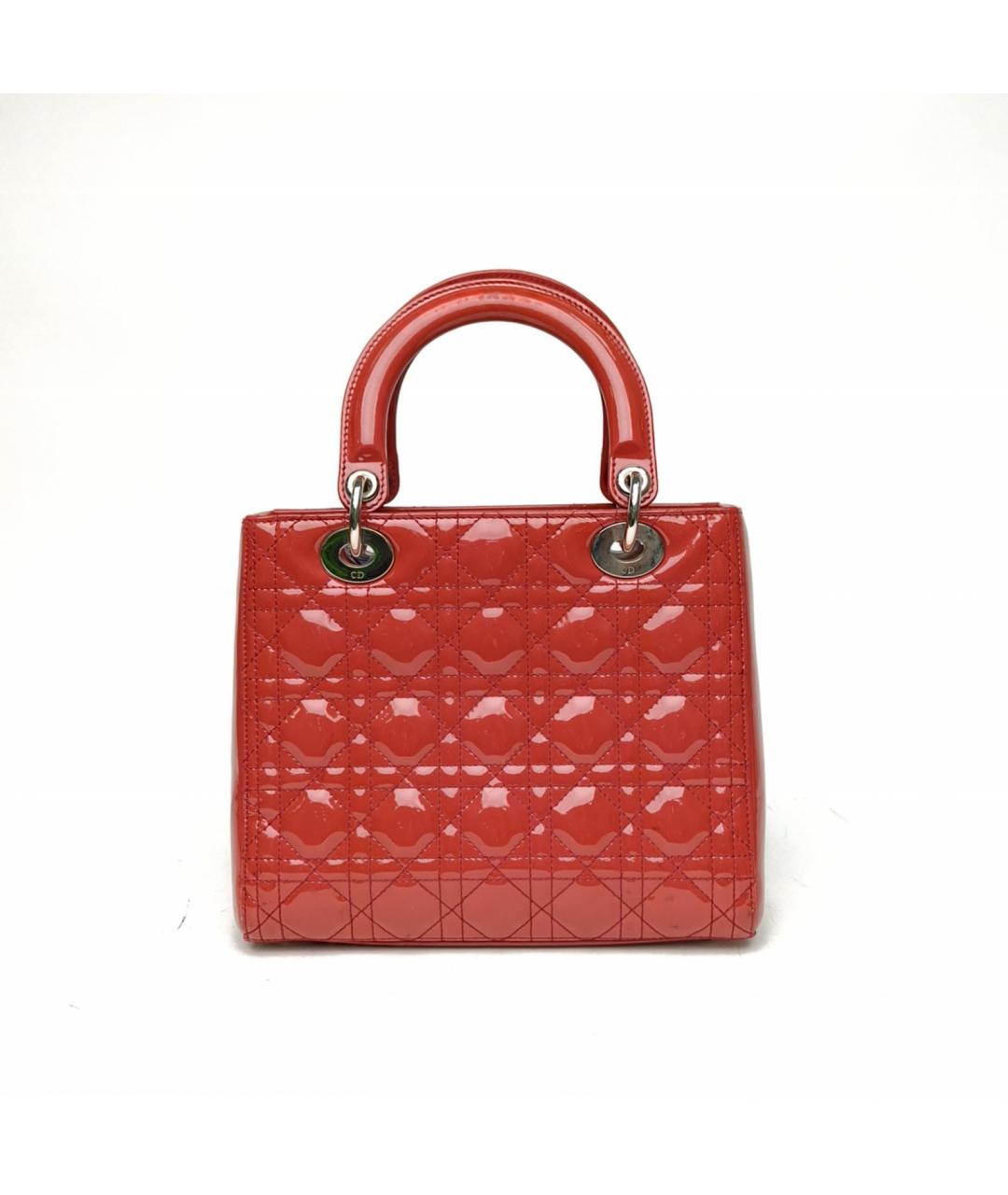 CHRISTIAN DIOR Красная сумка с короткими ручками из лакированной кожи, фото 4