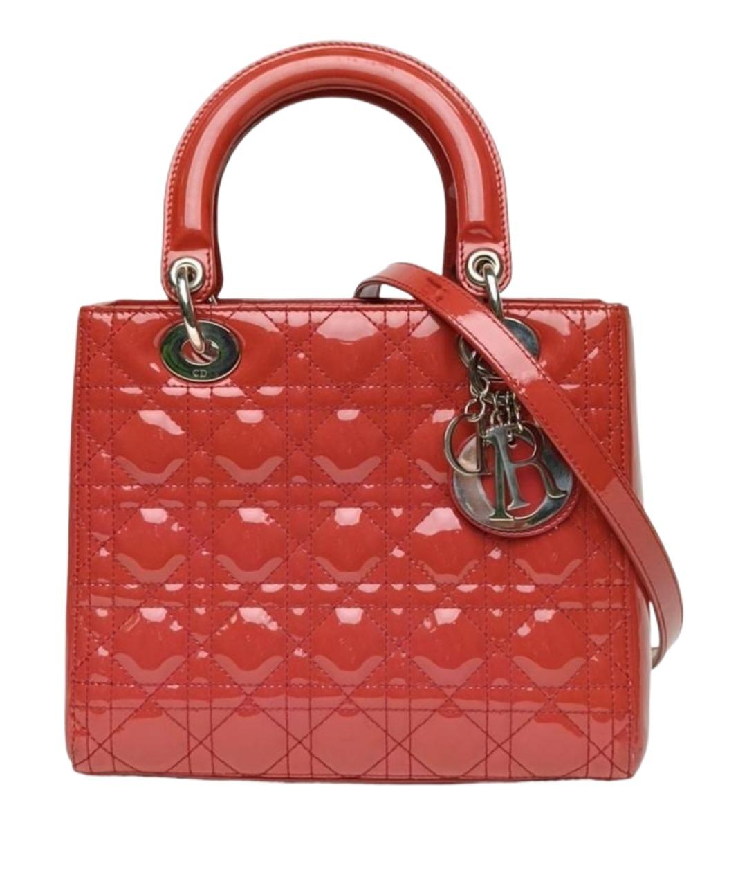 CHRISTIAN DIOR Красная сумка с короткими ручками из лакированной кожи, фото 1