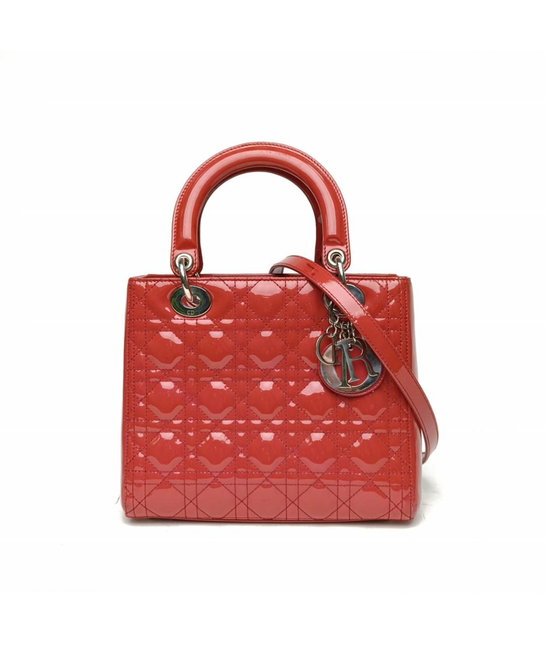 CHRISTIAN DIOR Красная сумка с короткими ручками из лакированной кожи, фото 2