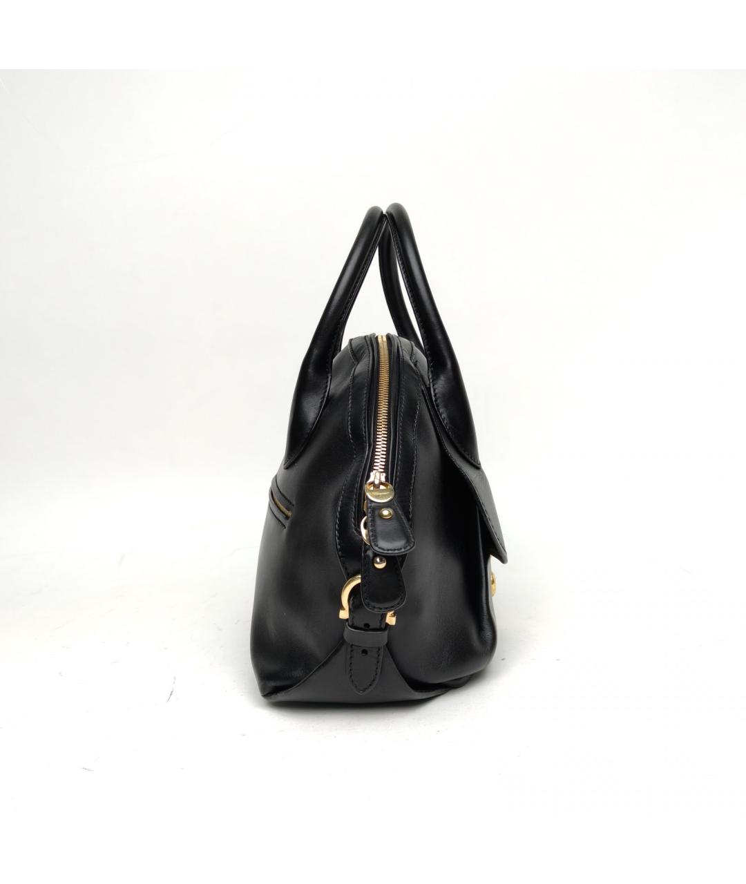 FERRAGAMO Черная кожаная сумка с короткими ручками, фото 5