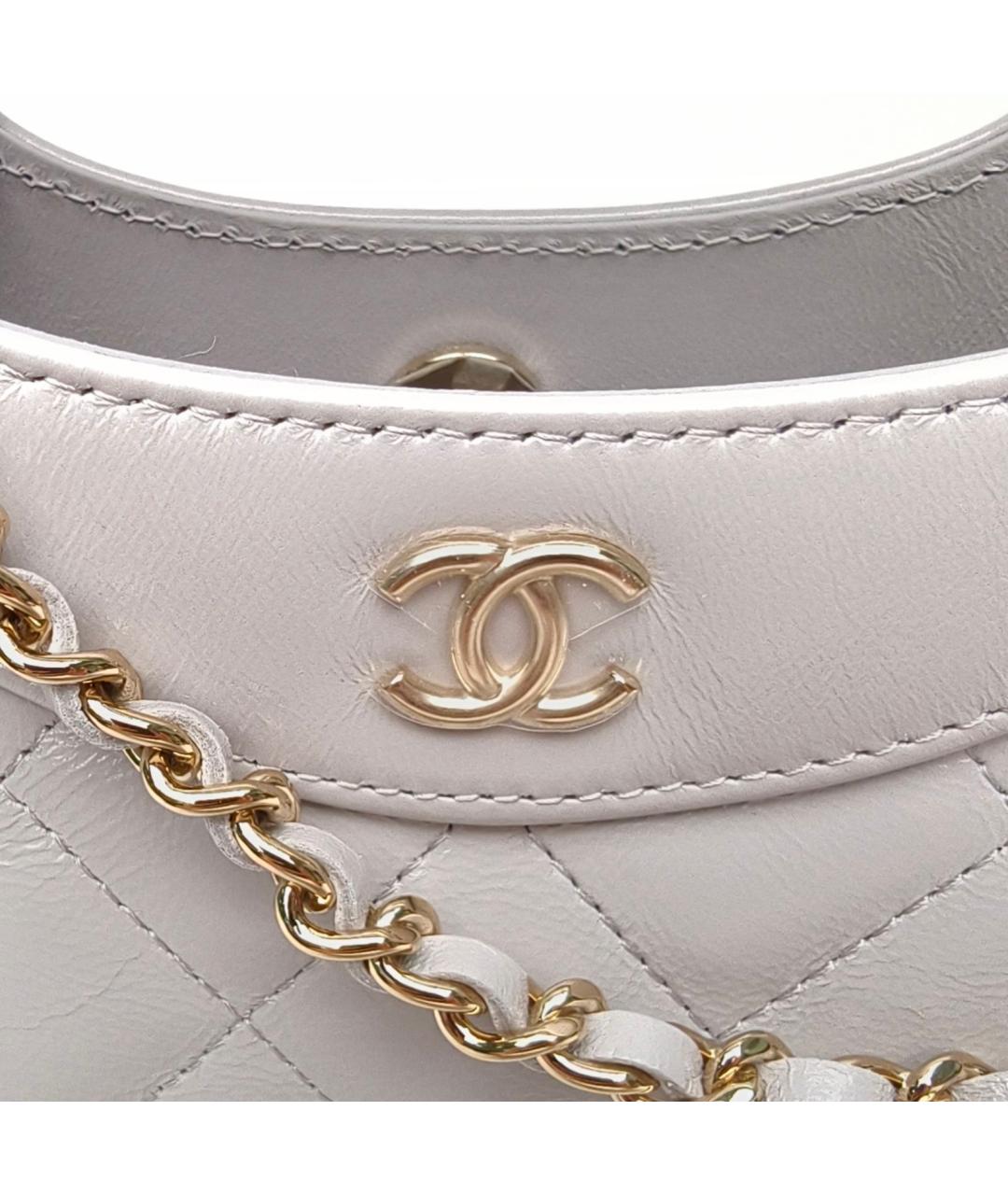 CHANEL Серая кожаная сумка с короткими ручками, фото 7