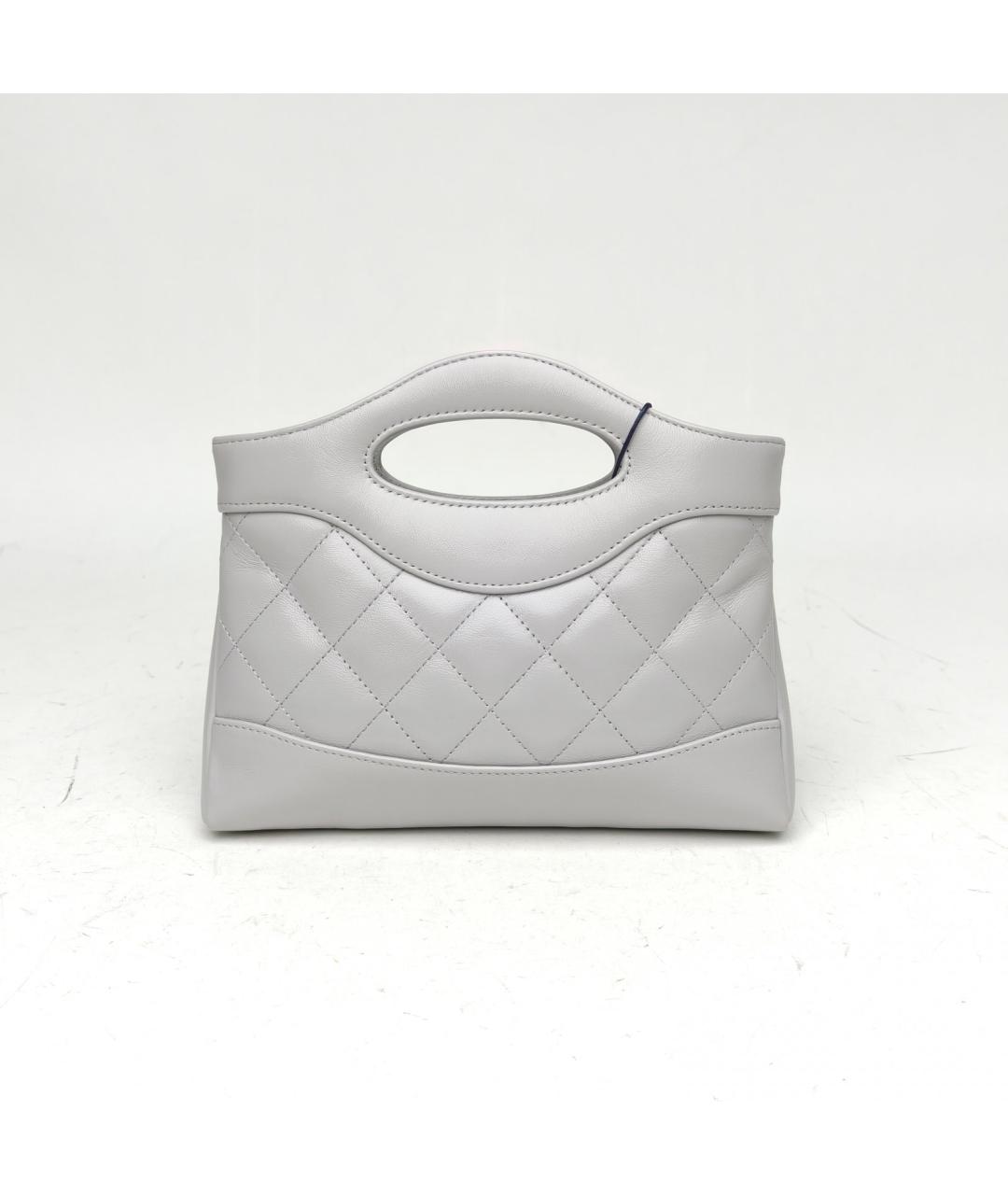 CHANEL Серая кожаная сумка с короткими ручками, фото 4