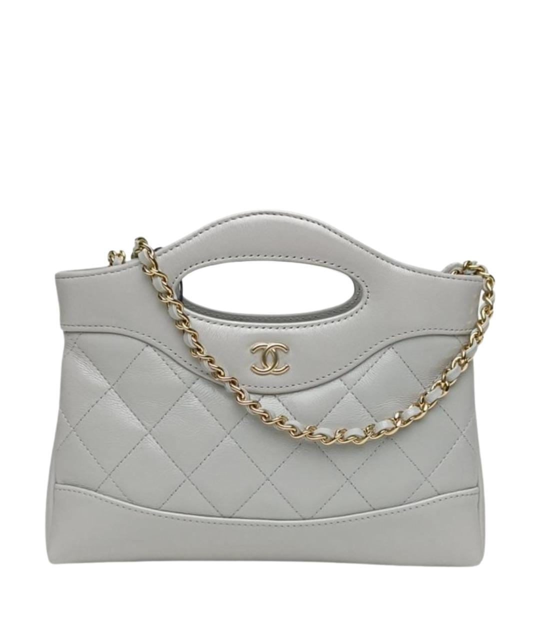 CHANEL Серая кожаная сумка с короткими ручками, фото 1