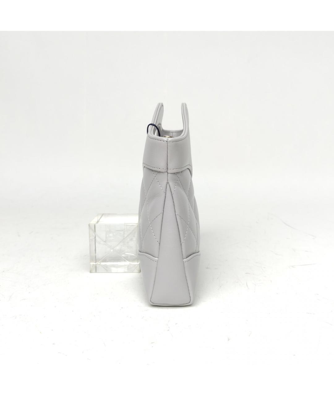 CHANEL Серая кожаная сумка с короткими ручками, фото 5