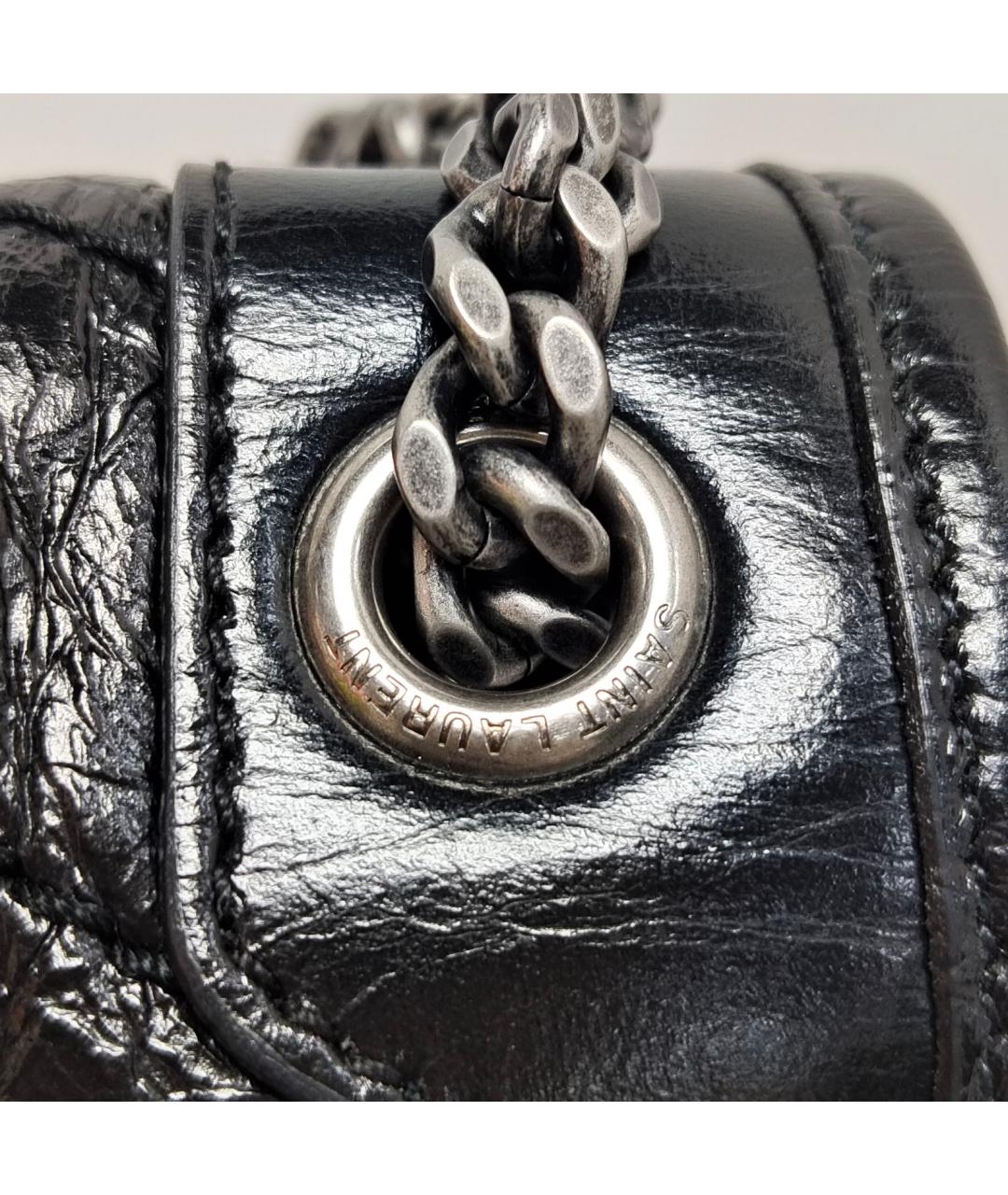 SAINT LAURENT Черная кожаная сумка через плечо, фото 9