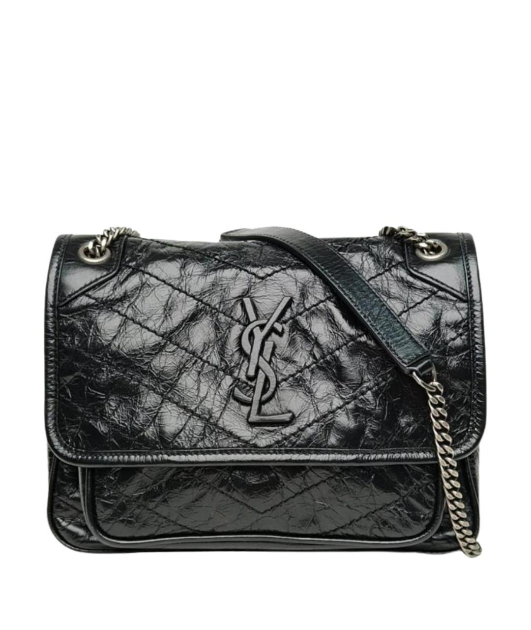 SAINT LAURENT Черная кожаная сумка через плечо, фото 1