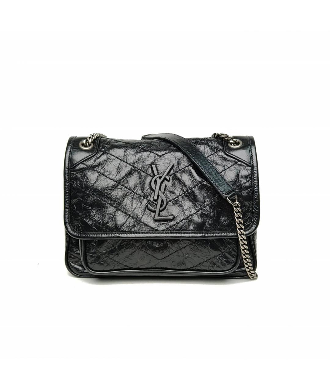 SAINT LAURENT Черная кожаная сумка через плечо, фото 2