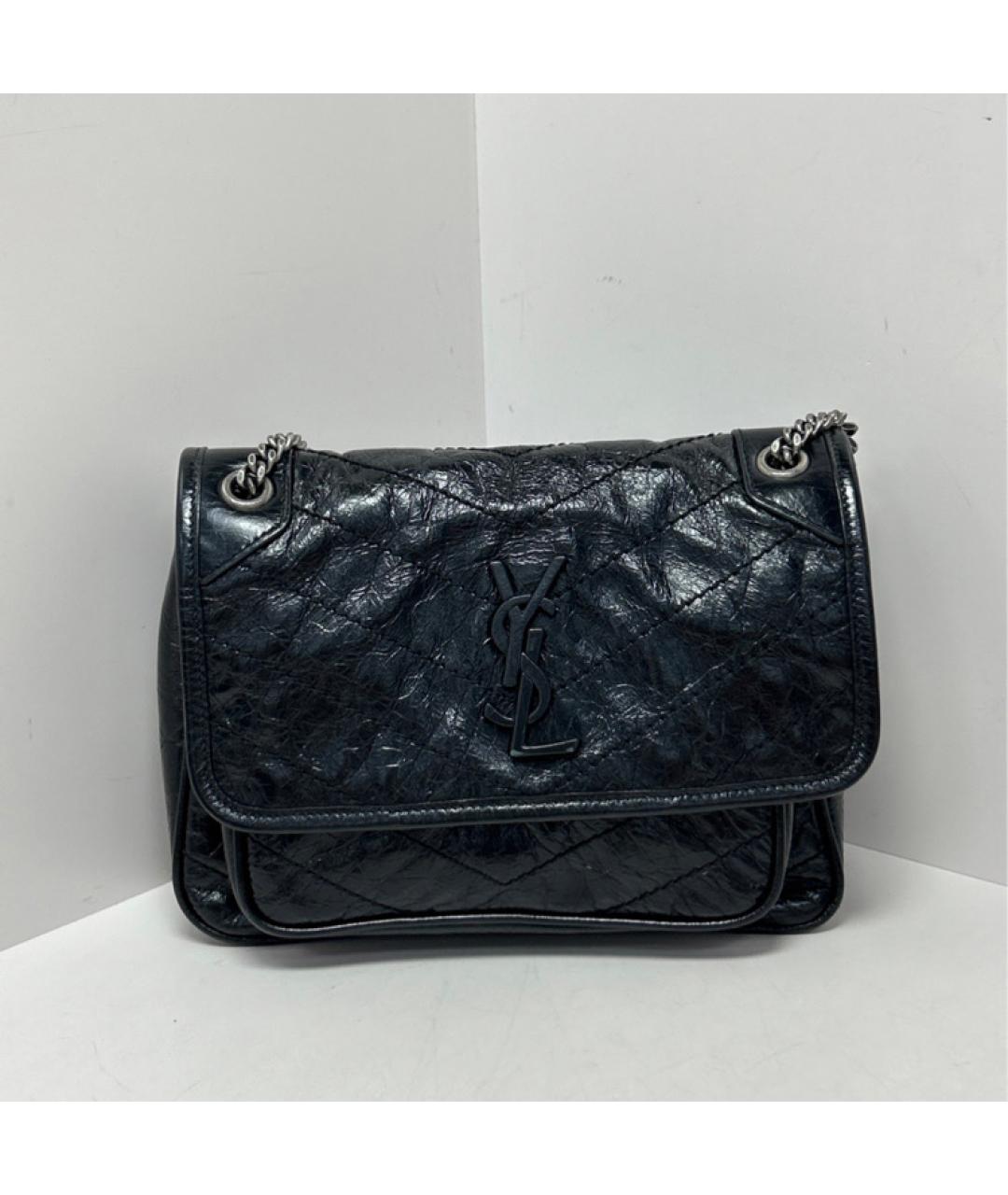 SAINT LAURENT Черная кожаная сумка через плечо, фото 8