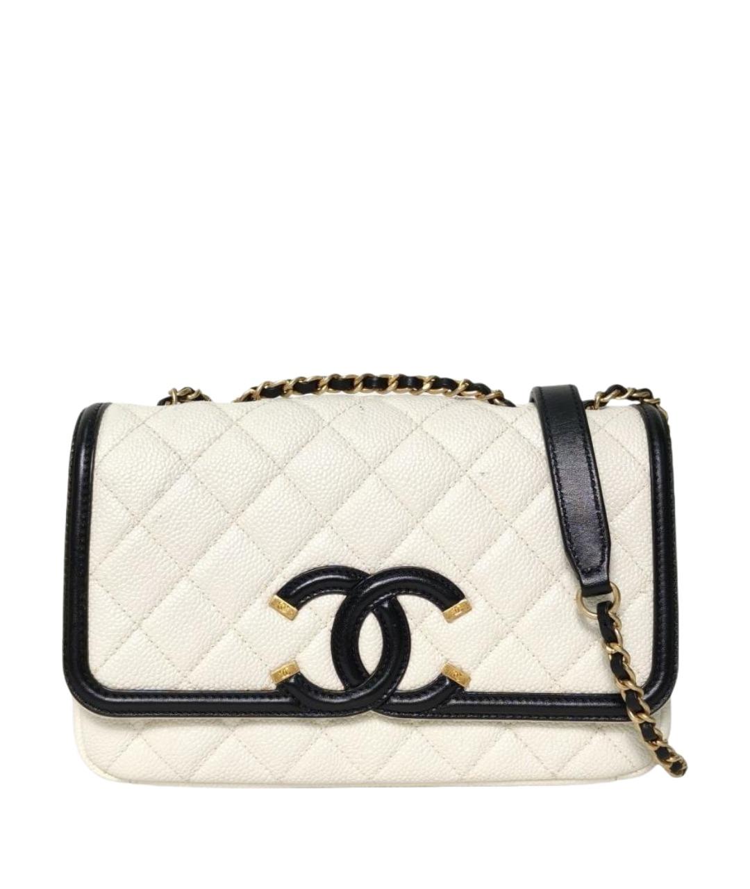 CHANEL Белая кожаная сумка через плечо, фото 1