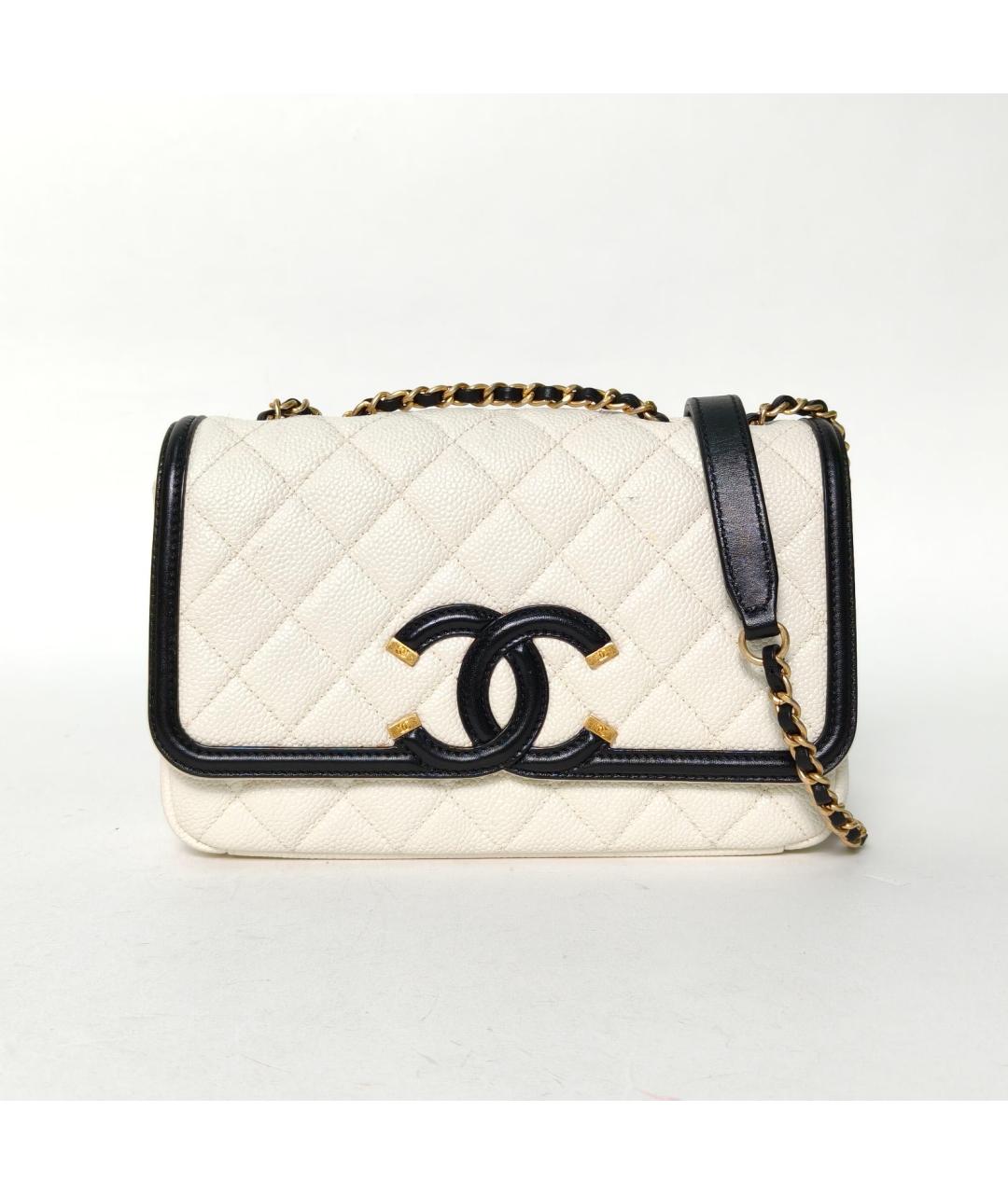 CHANEL Белая кожаная сумка через плечо, фото 2