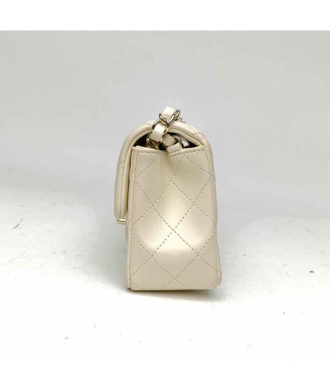 CHANEL Белая кожаная сумка через плечо, фото 3