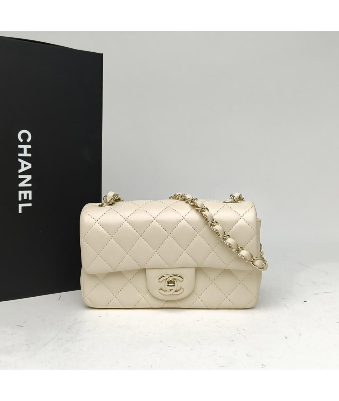 CHANEL Белая кожаная сумка через плечо, фото 9