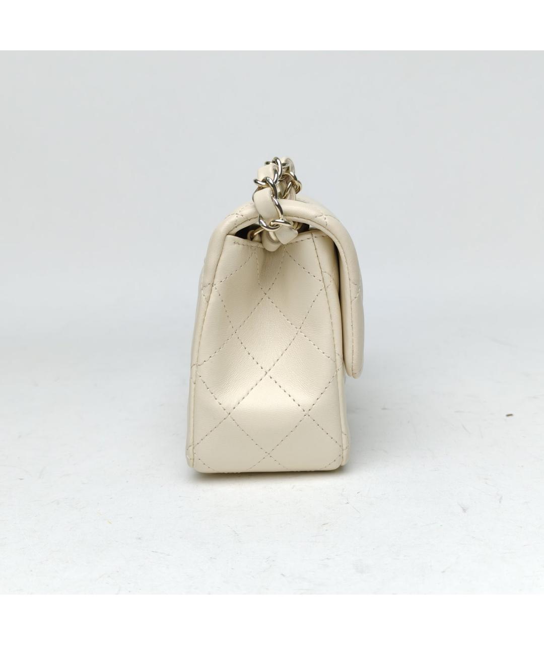 CHANEL Белая кожаная сумка через плечо, фото 5