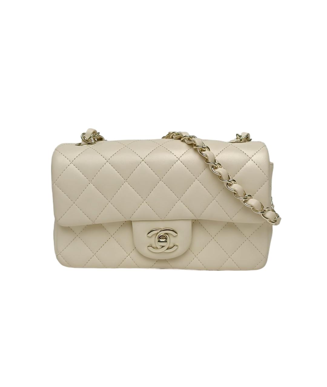 CHANEL Белая кожаная сумка через плечо, фото 10