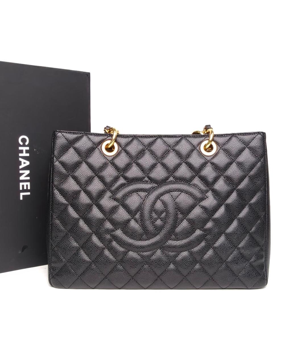 CHANEL Черная кожаная сумка тоут, фото 8