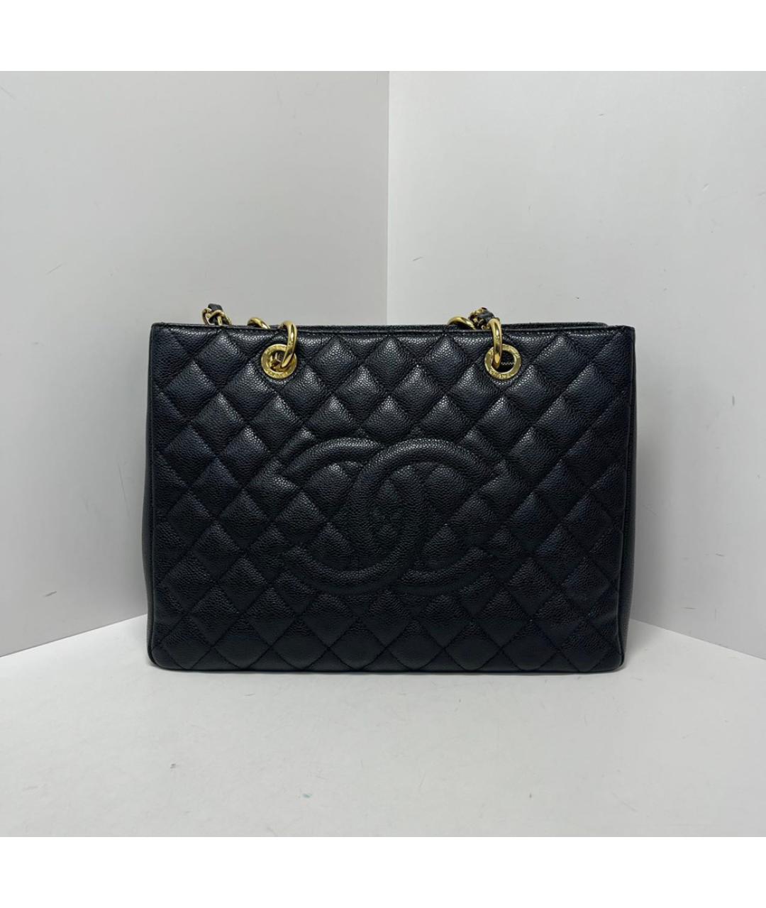 CHANEL Черная кожаная сумка тоут, фото 9