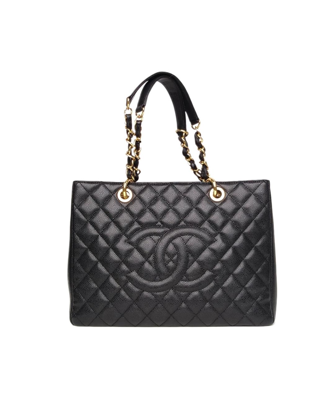 CHANEL Черная кожаная сумка тоут, фото 10