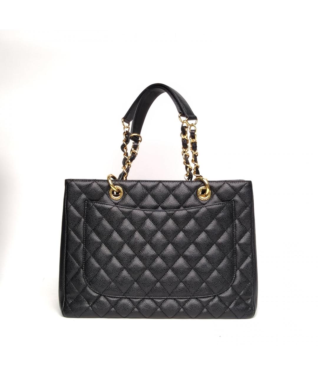 CHANEL Черная кожаная сумка тоут, фото 4