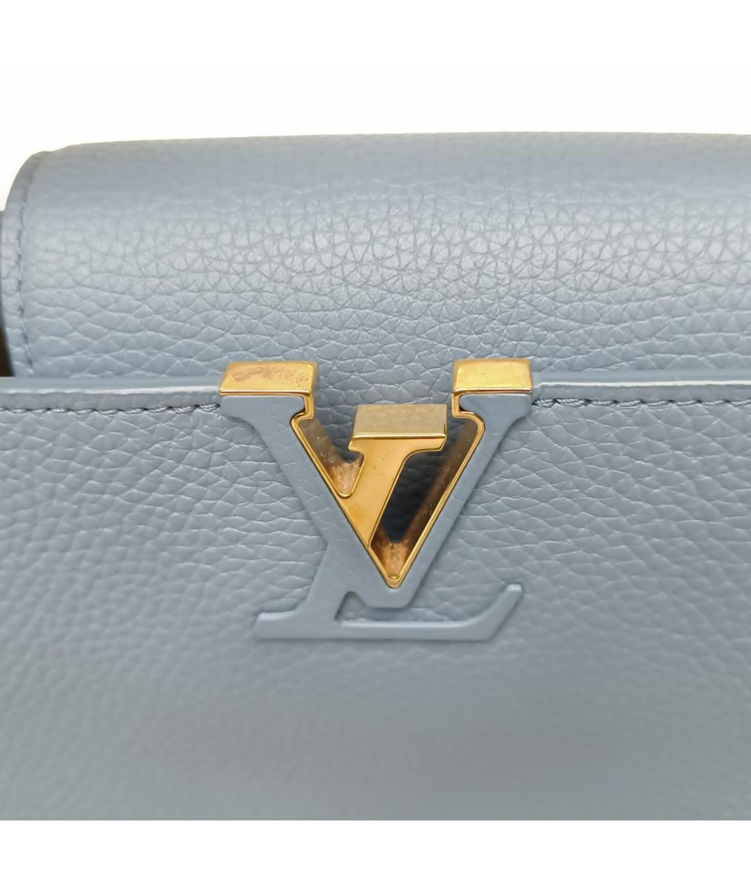 LOUIS VUITTON Синяя кожаная сумка с короткими ручками, фото 7