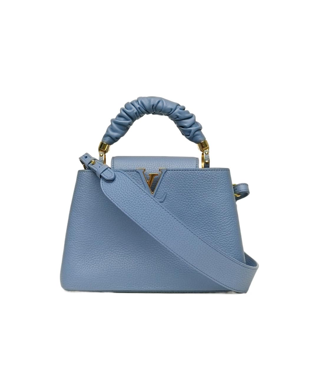 LOUIS VUITTON Синяя кожаная сумка с короткими ручками, фото 10