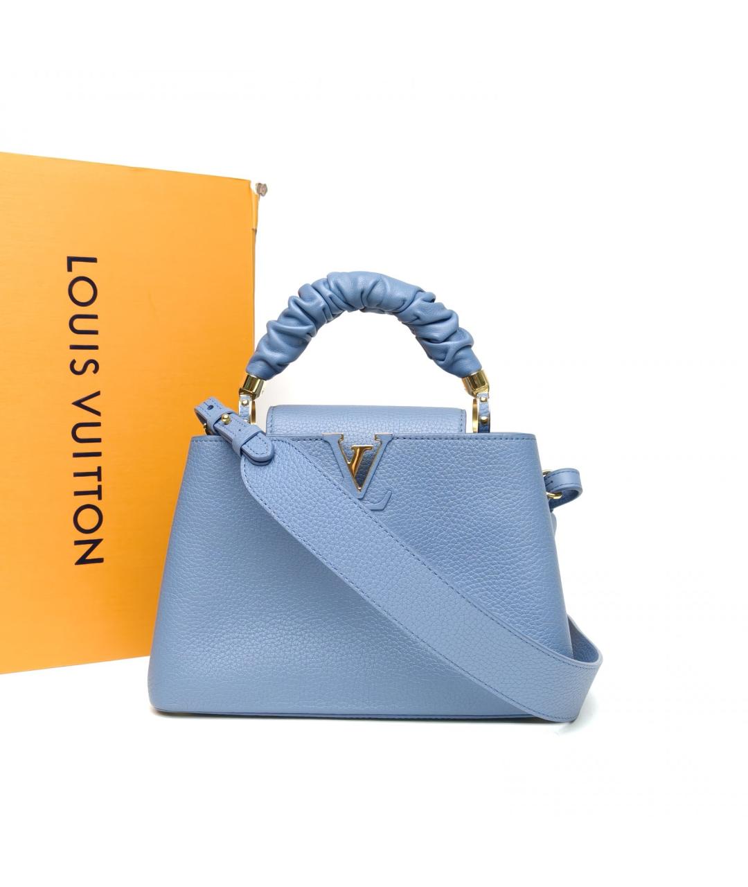 LOUIS VUITTON Синяя кожаная сумка с короткими ручками, фото 9