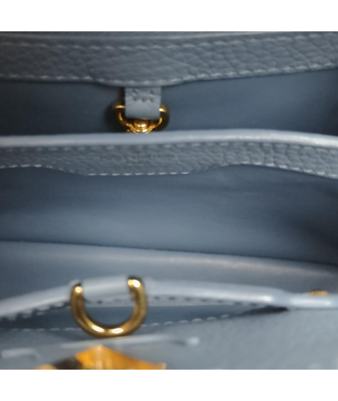 LOUIS VUITTON Синяя кожаная сумка с короткими ручками, фото 8