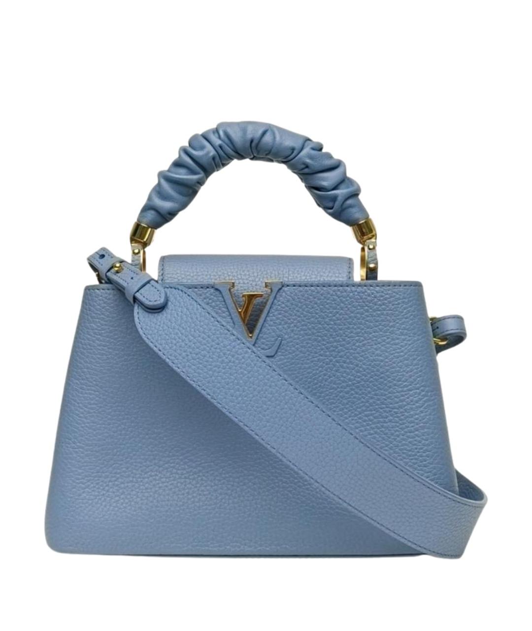 LOUIS VUITTON Синяя кожаная сумка с короткими ручками, фото 1