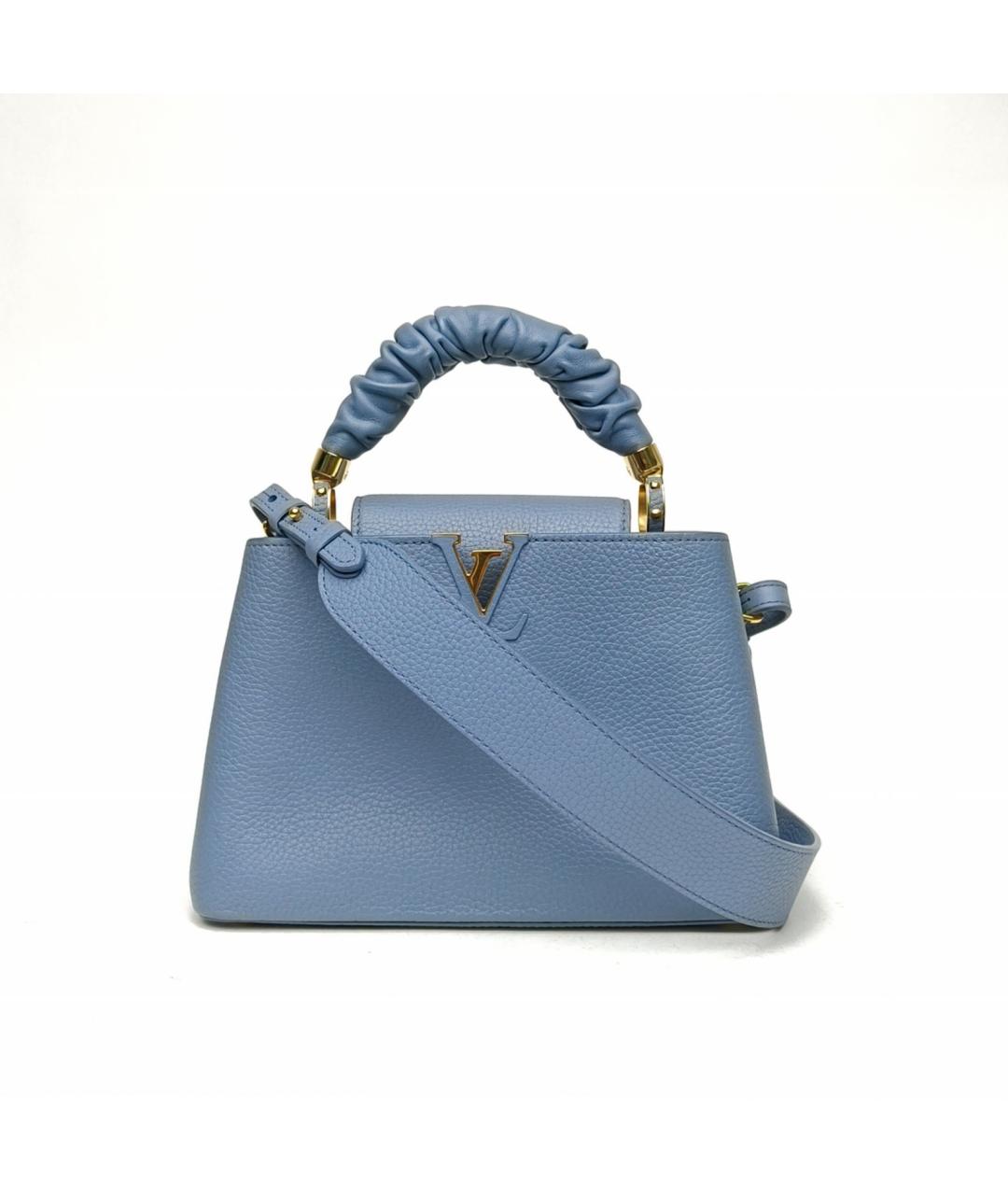 LOUIS VUITTON Синяя кожаная сумка с короткими ручками, фото 2