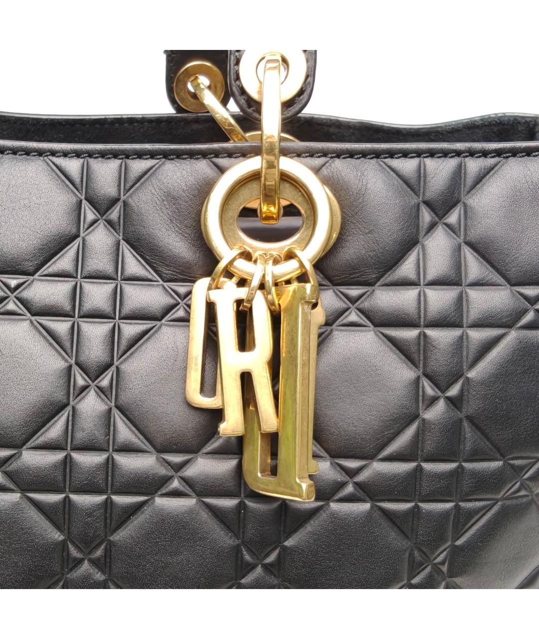 CHRISTIAN DIOR Черная кожаная сумка тоут, фото 7