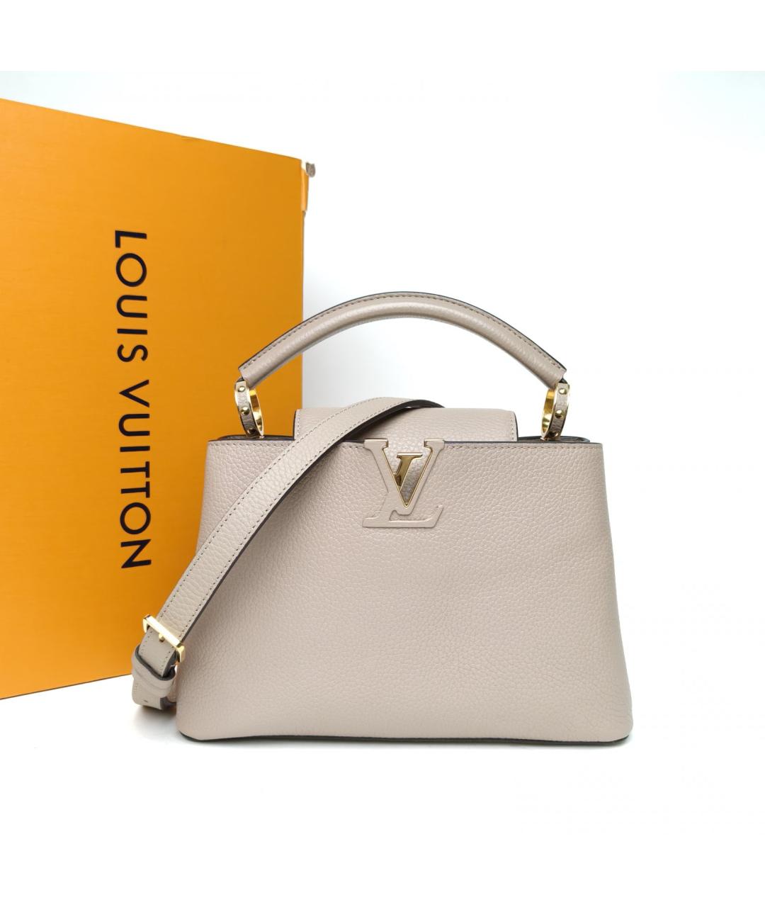 LOUIS VUITTON Серая кожаная сумка с короткими ручками, фото 9