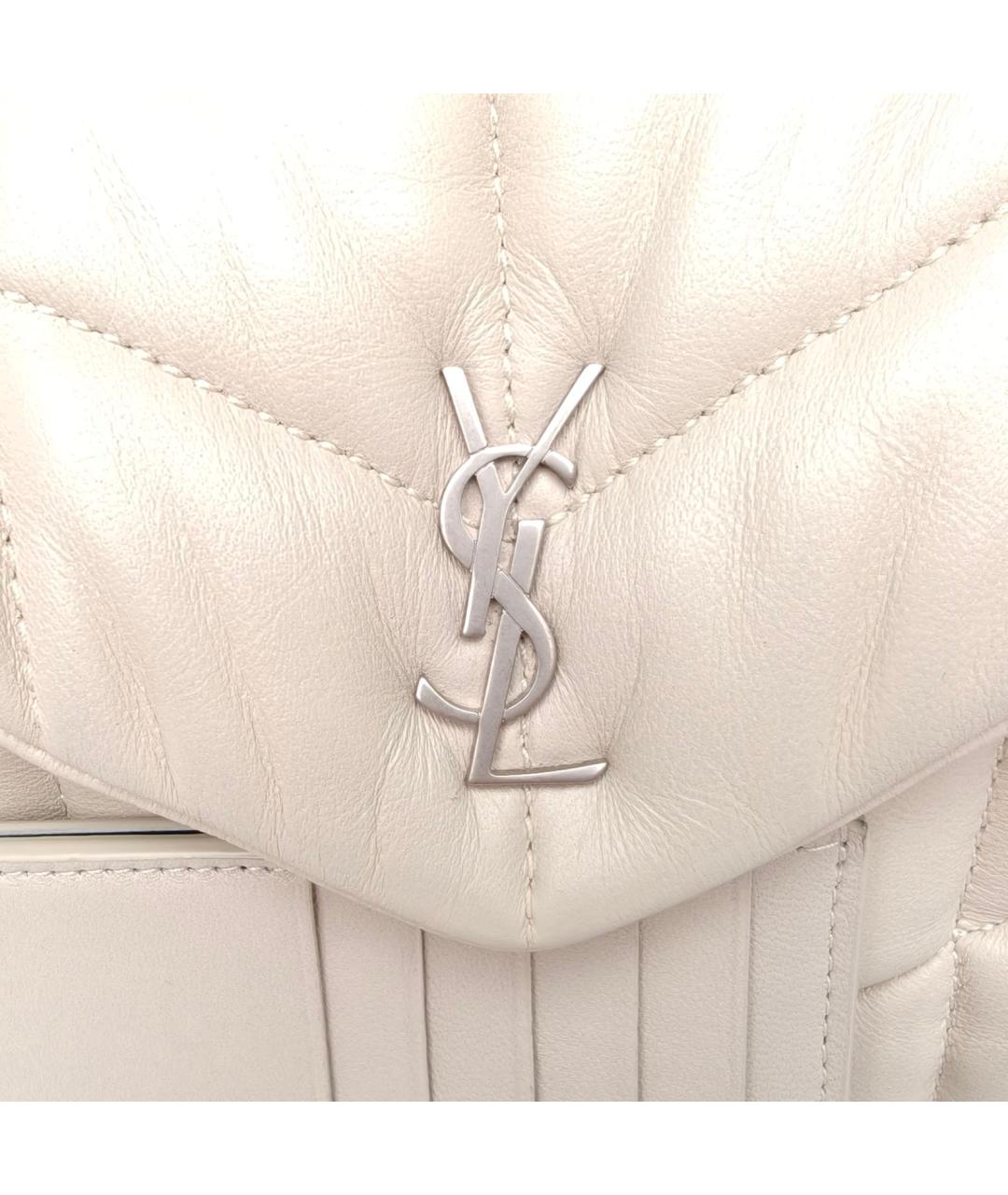 SAINT LAURENT Белая кожаная сумка через плечо, фото 6