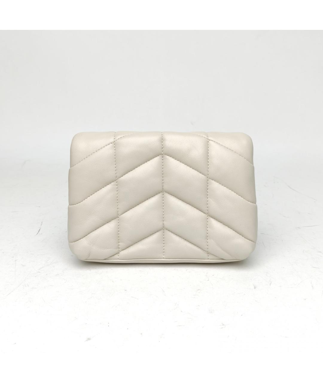 SAINT LAURENT Белая кожаная сумка через плечо, фото 3