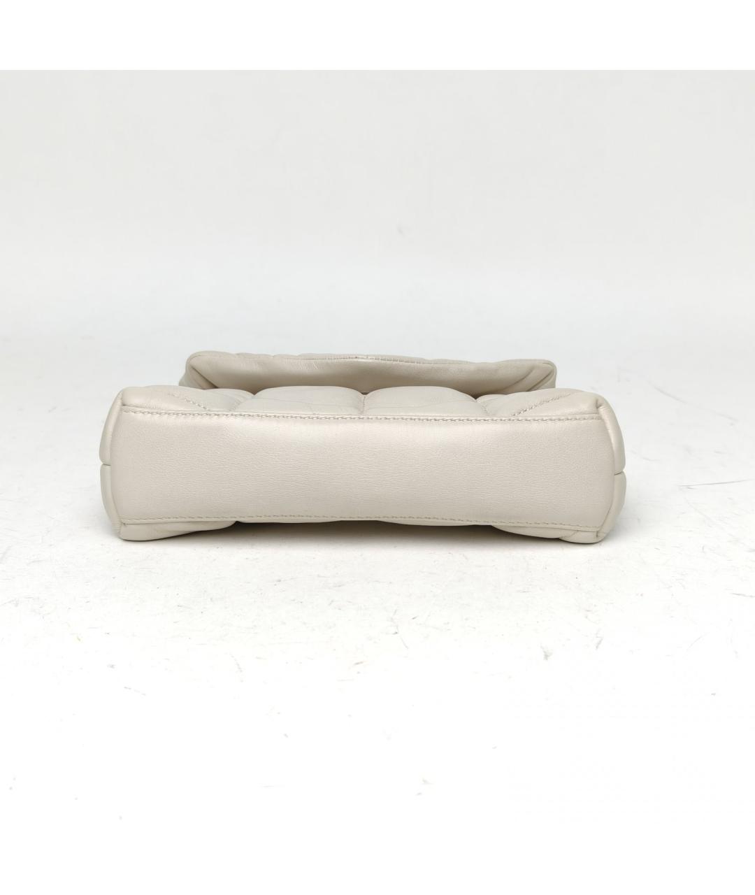 SAINT LAURENT Белая кожаная сумка через плечо, фото 5