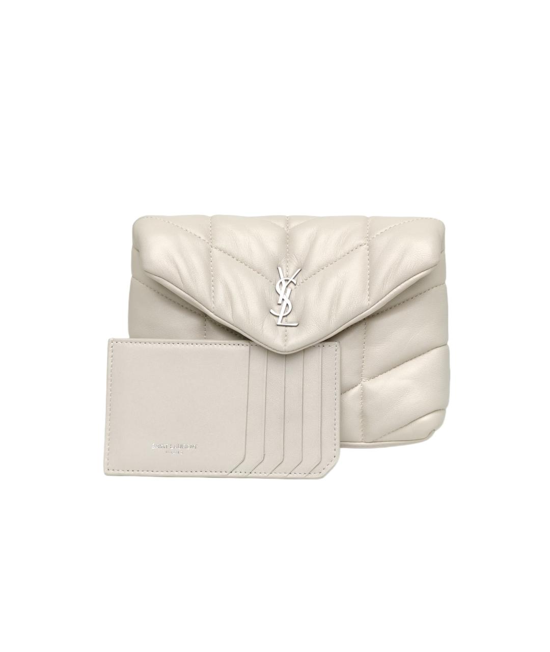 SAINT LAURENT Белая кожаная сумка через плечо, фото 10