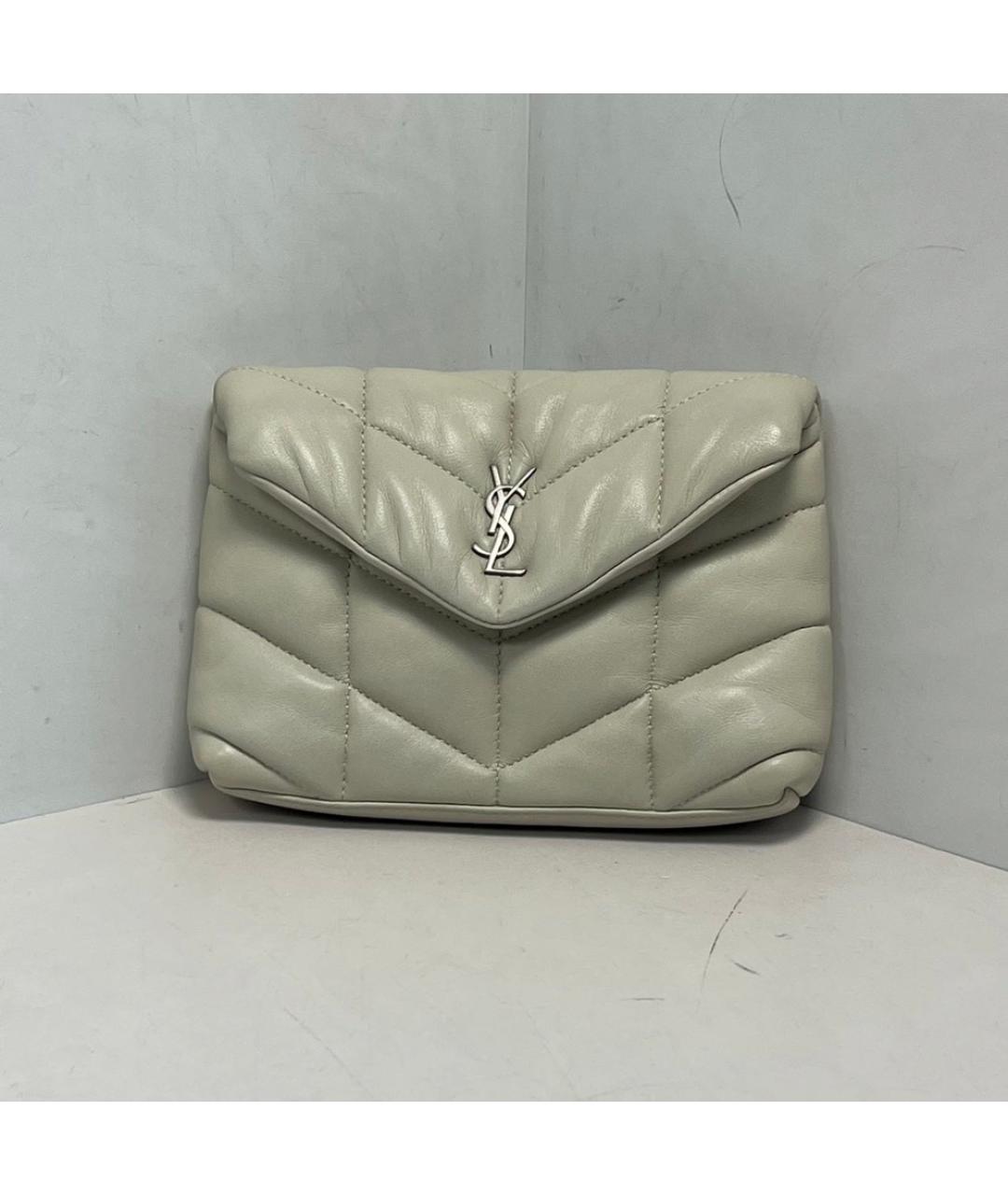 SAINT LAURENT Белая кожаная сумка через плечо, фото 9