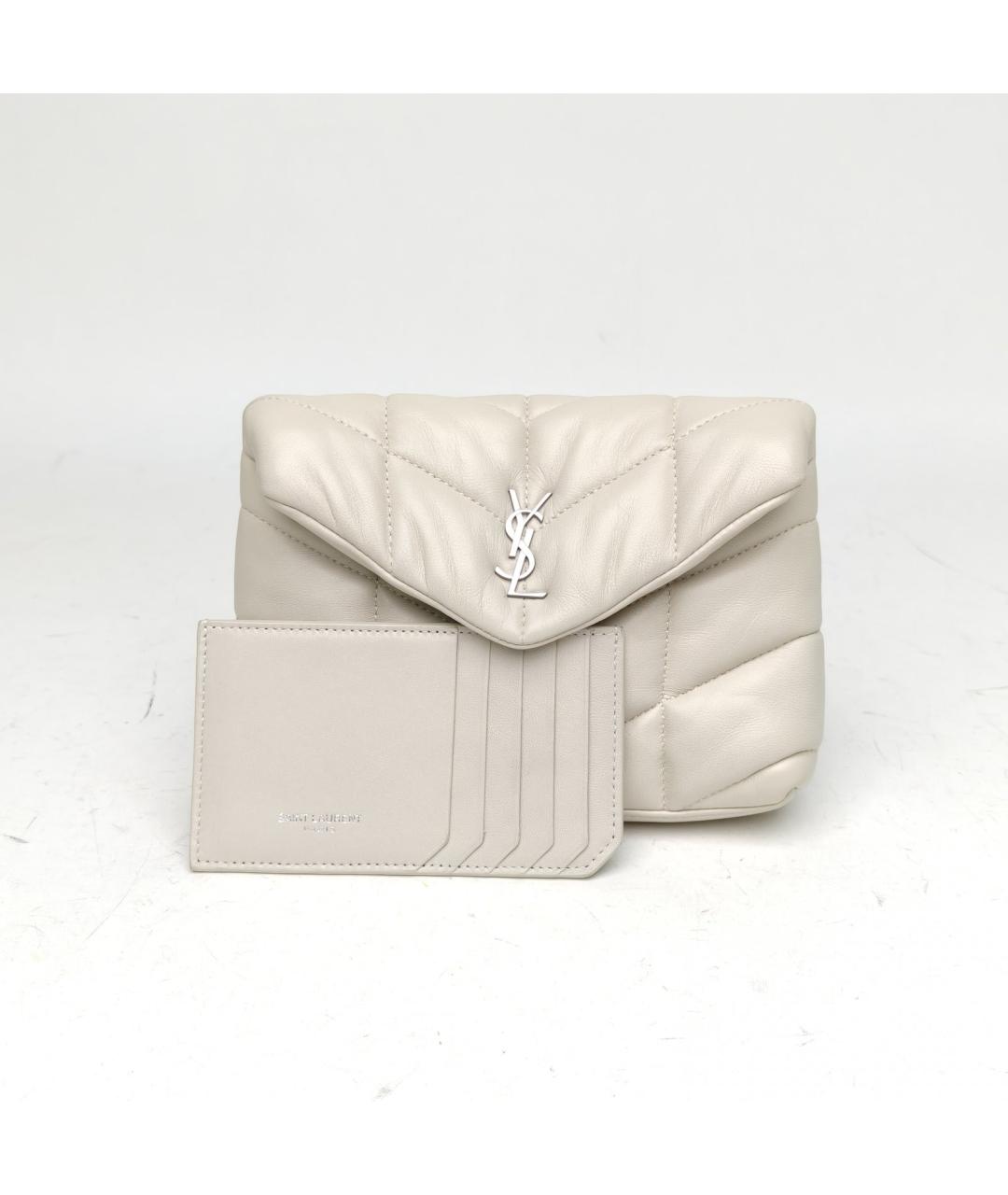 SAINT LAURENT Белая кожаная сумка через плечо, фото 8