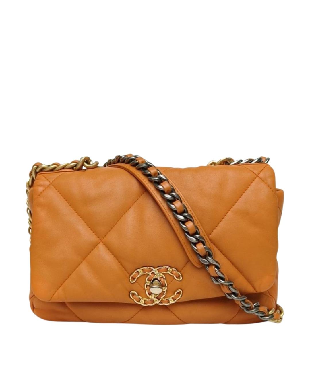 CHANEL Оранжевая кожаная сумка через плечо, фото 1