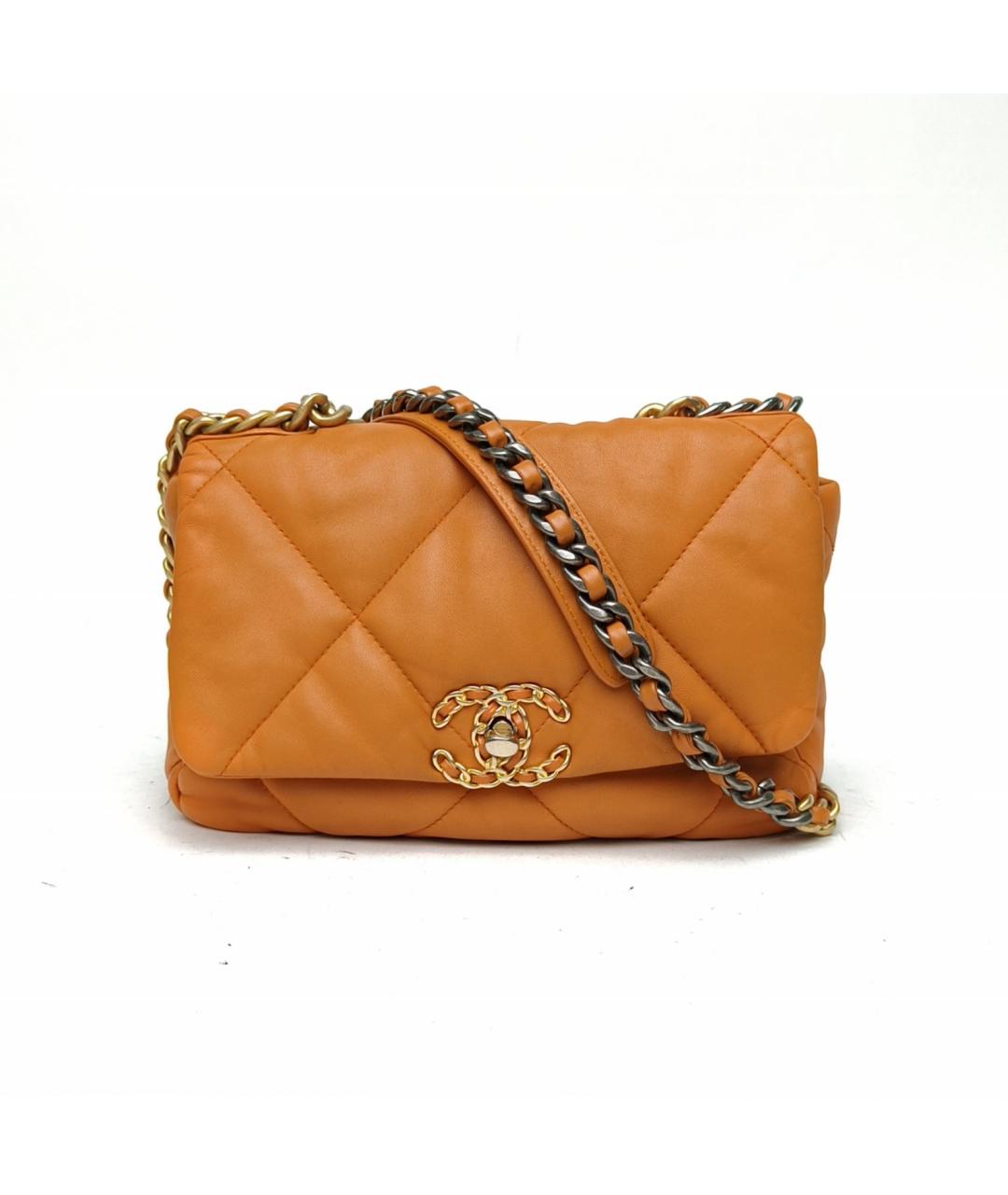 CHANEL Оранжевая кожаная сумка через плечо, фото 2