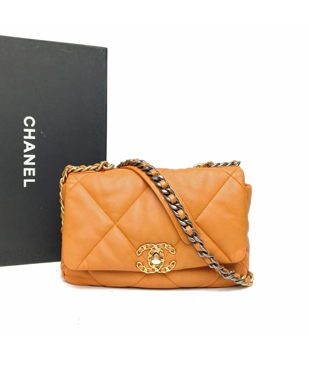 CHANEL Оранжевая кожаная сумка через плечо, фото 9