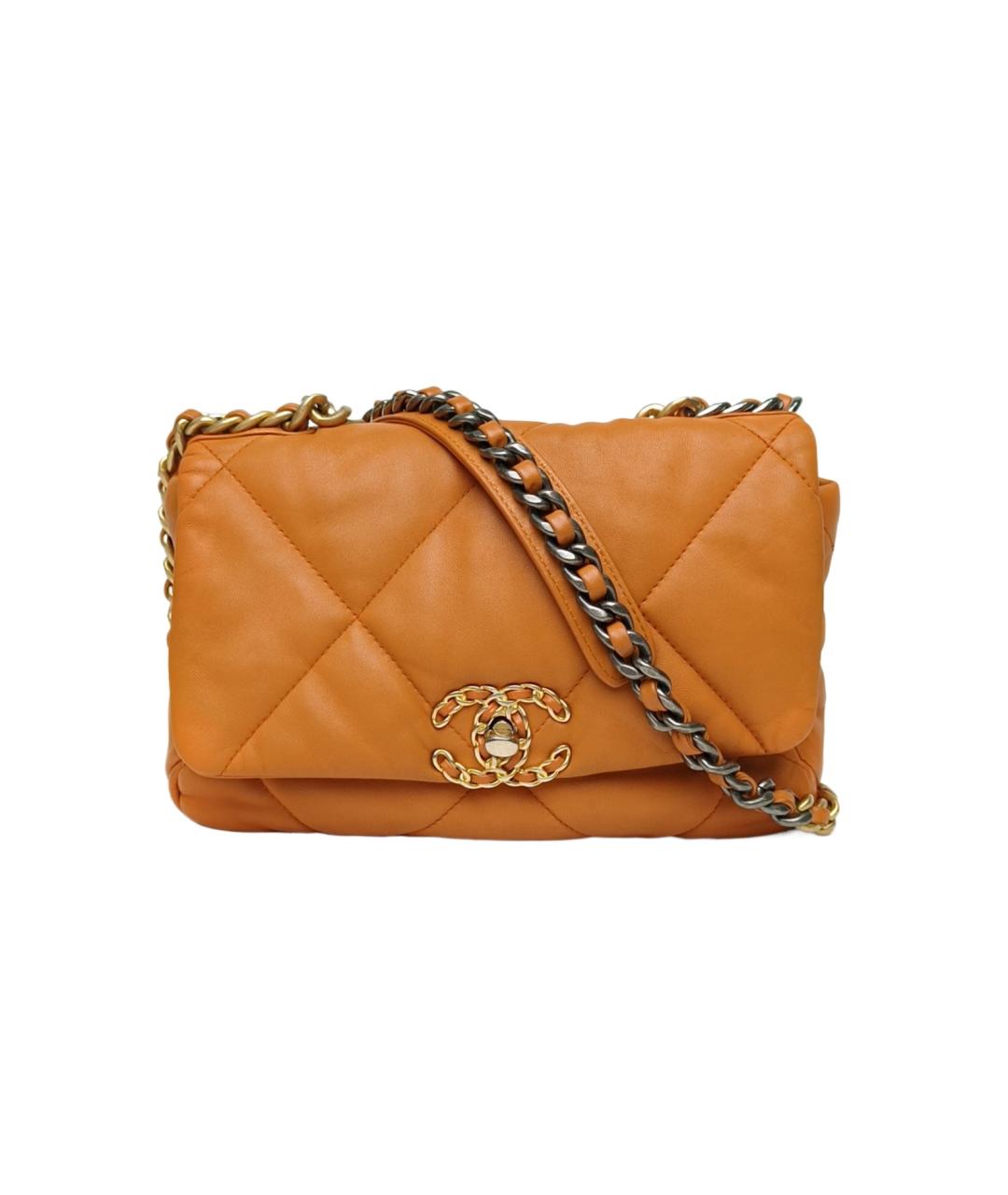 CHANEL Оранжевая кожаная сумка через плечо, фото 10