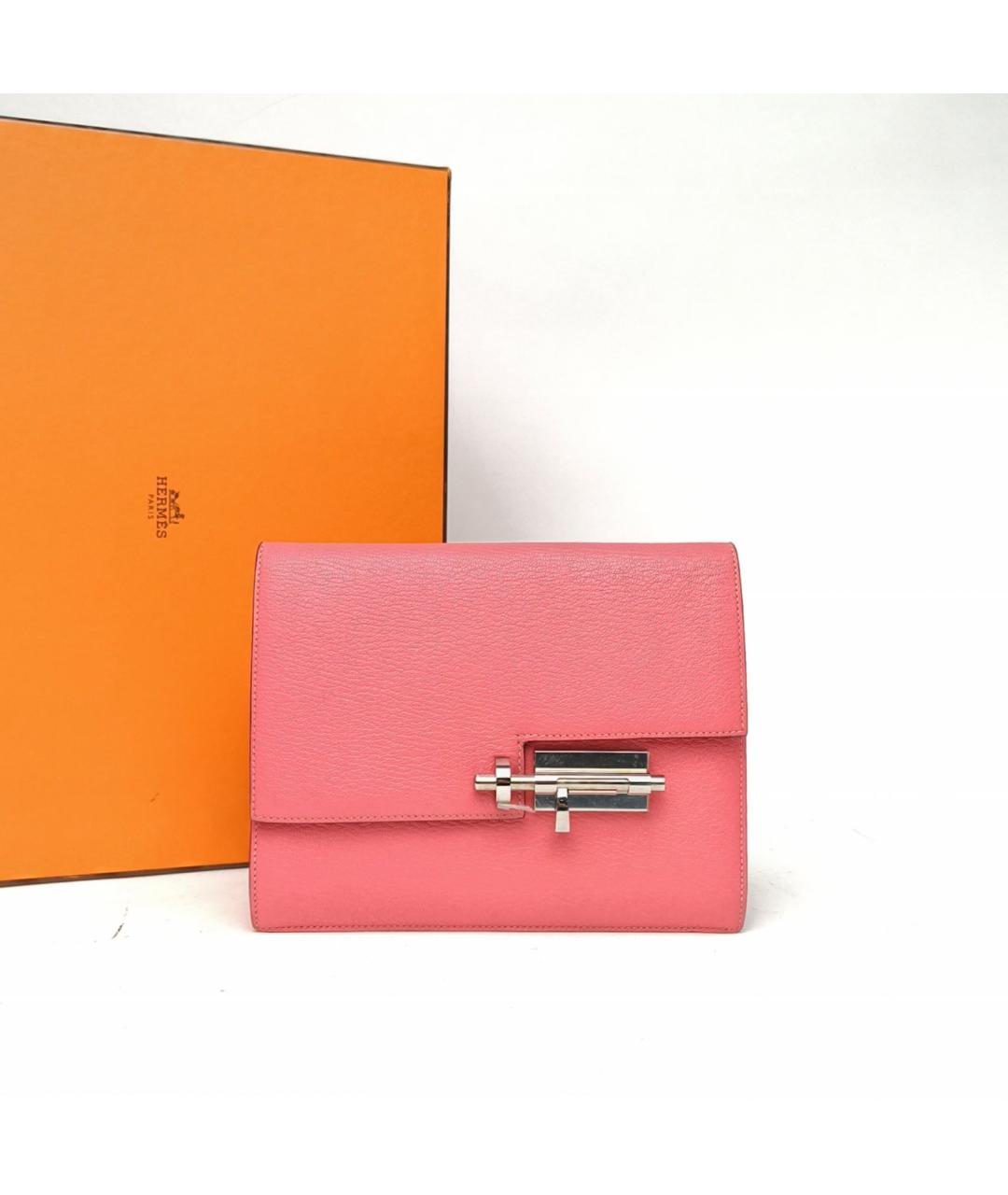 HERMES Розовая кожаная сумка через плечо, фото 9