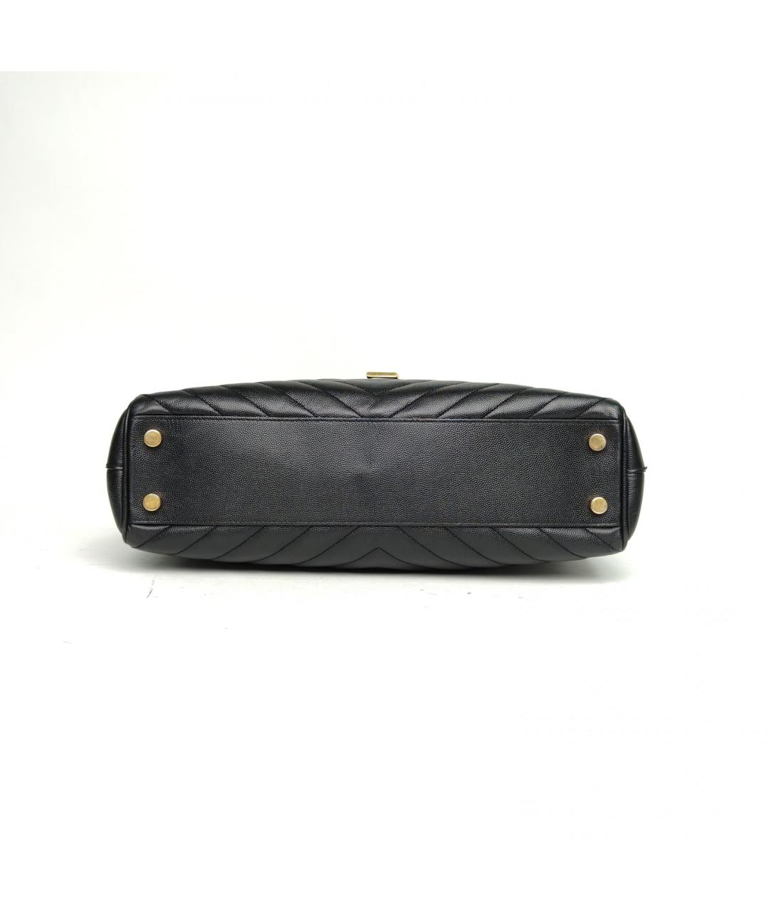 SAINT LAURENT Черная кожаная сумка тоут, фото 6